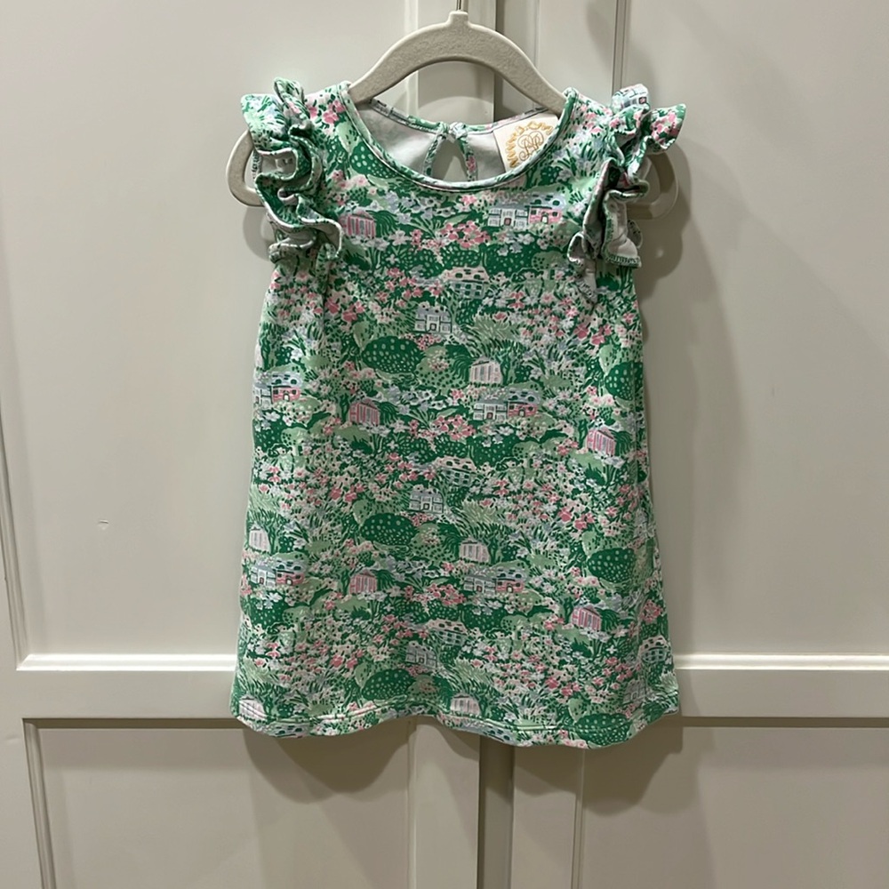 TBBC Ruehling Ruffle Dress in Pink and Green